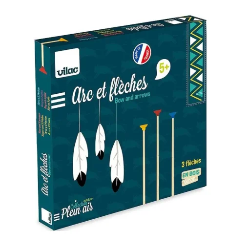 Arco desmontado + 3 flechas en caja de puntería - Vilac