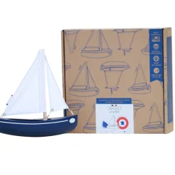 Barco Sloop azul marino 21cm - Maison Tirot