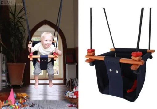 Columpio de madera y tela Azul - Solvej Swings