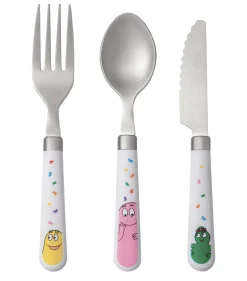Cubiertos de aprendizaje Barbapapá blanco - Petit Jour - juguetes de madera