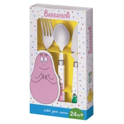Cubiertos de aprendizaje Barbapapá blanco - Petit Jour - juguetes de madera
