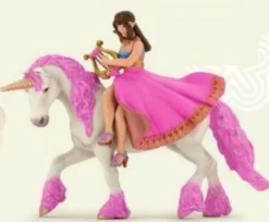Figura princesa con lira en su caballo. - Papo