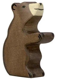 Figurita de osito pardo sentado - Holztiger