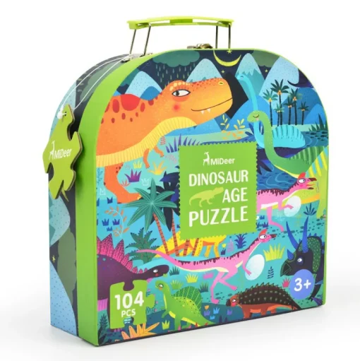 Maleta Puzzle My Dinosaur 104 pcs - Mideer