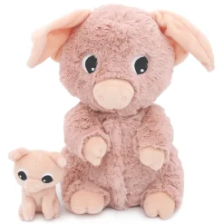 Mamá cerdita de peluche y su bebé rosa - Les Déglingos