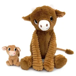 Mamá vaca de peluche y su bebé marrón - Les Déglingos
