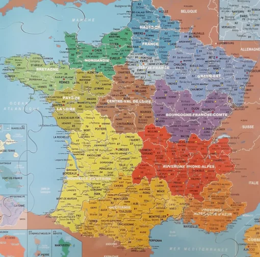 Mapa de los departamentos de Francia - Puzzle Michèle Wilson