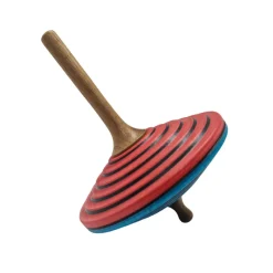 Peonza de madera Tukan rojo turquesa 75 mm - Mader