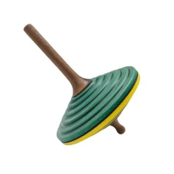 Peonza de madera Tukan verde oscuro amarillo 75 mm - Mader