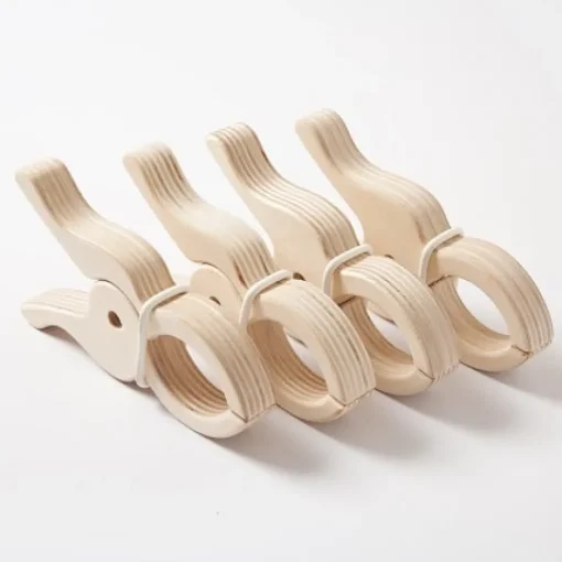 4 pinzas grandes de madera - Speelbelovend