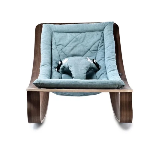 Silla de bebé LEVO en madera de nogal - Azul Aruba - Charlie Crane