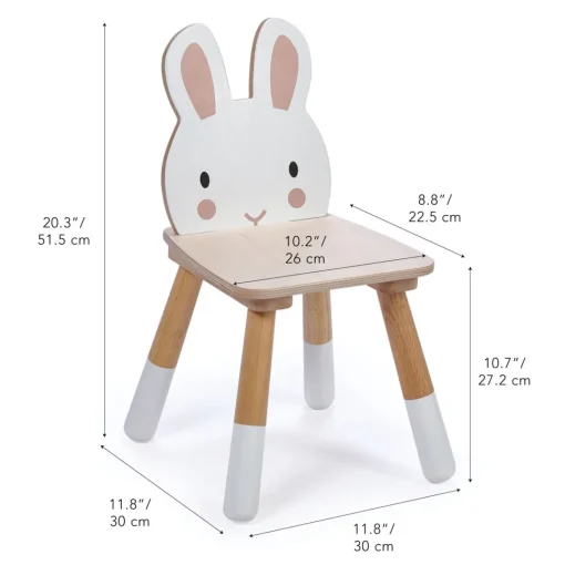 Silla infantil de madera Conejo de 30 x 30 x 47,5 cm - Tender Leaf Toys