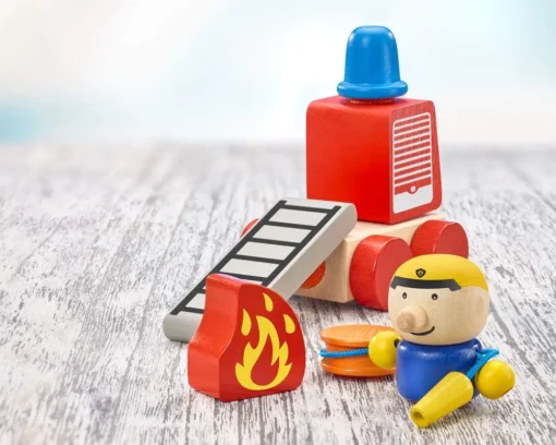 Vehículo de bomberos, con velcro 7 piezas - Selecta